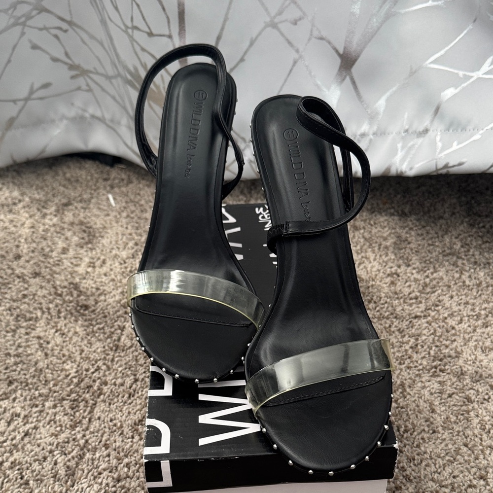 Mudd Black Heels with Silver Accents